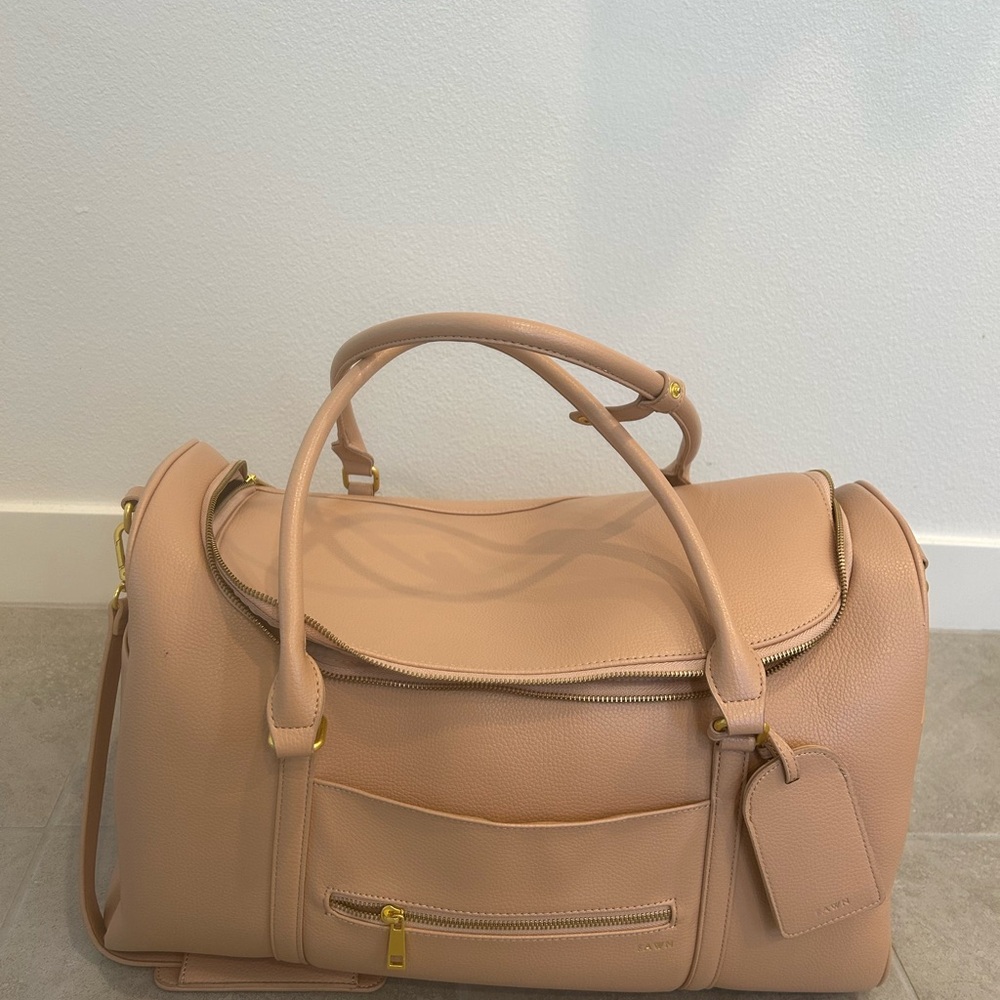 Fawn Design Weekender bag,  pink blush Leather duffle and toiletry kit